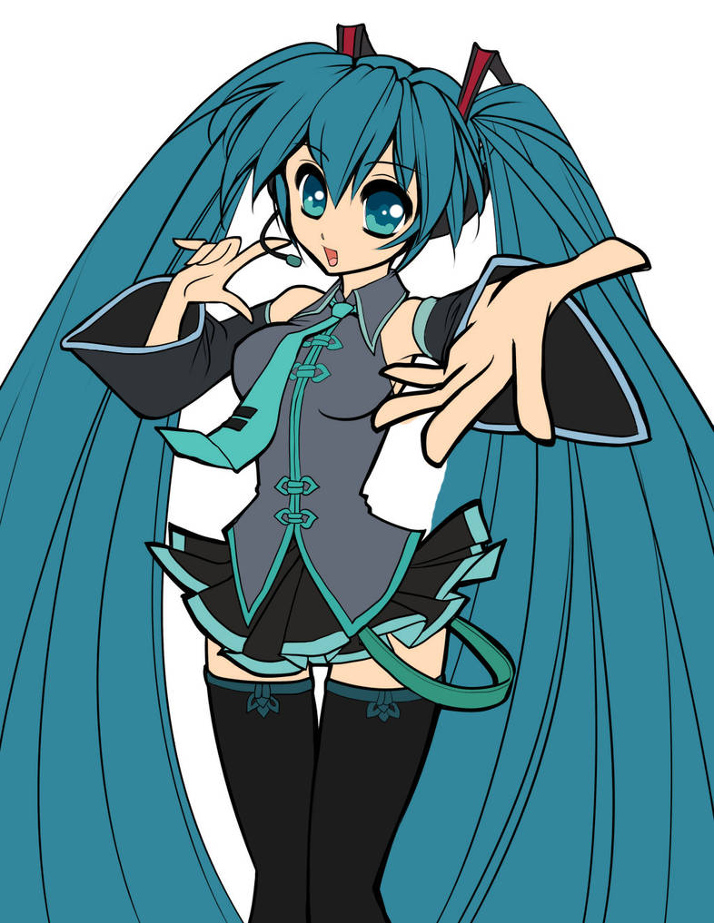 Miku Line Art colored by Hisaoka-chan on DeviantArt