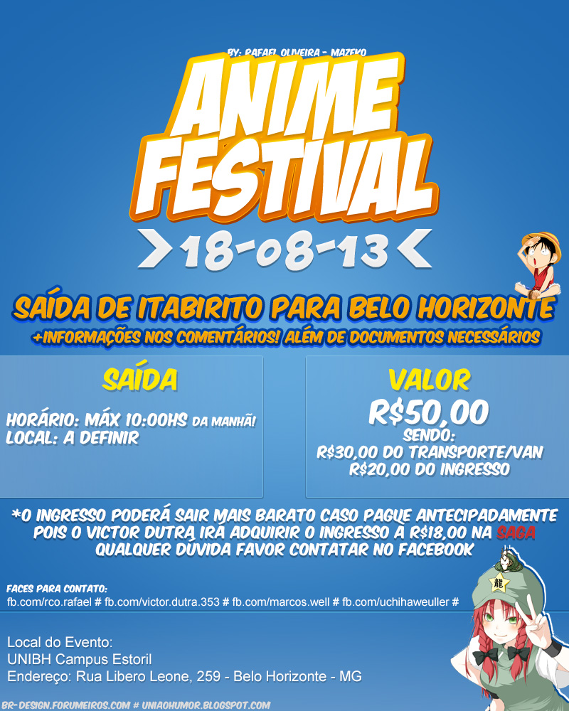 Flyer para Anime Festival - Itabirito - BH