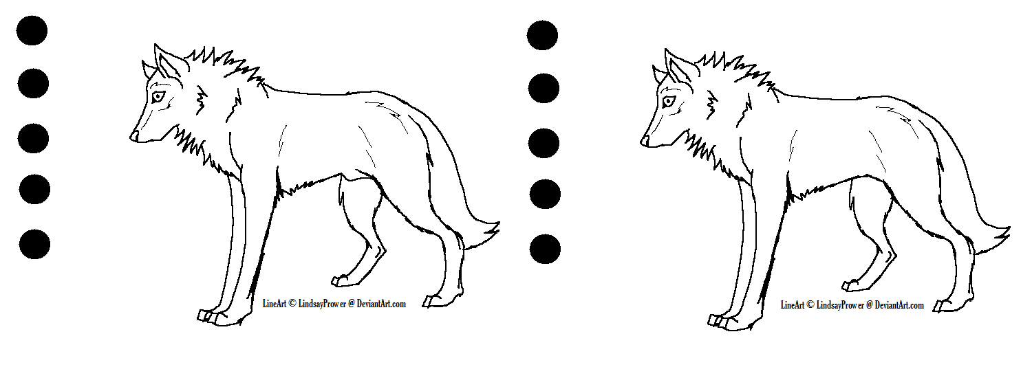 .LineArt. Male-Female Wolf