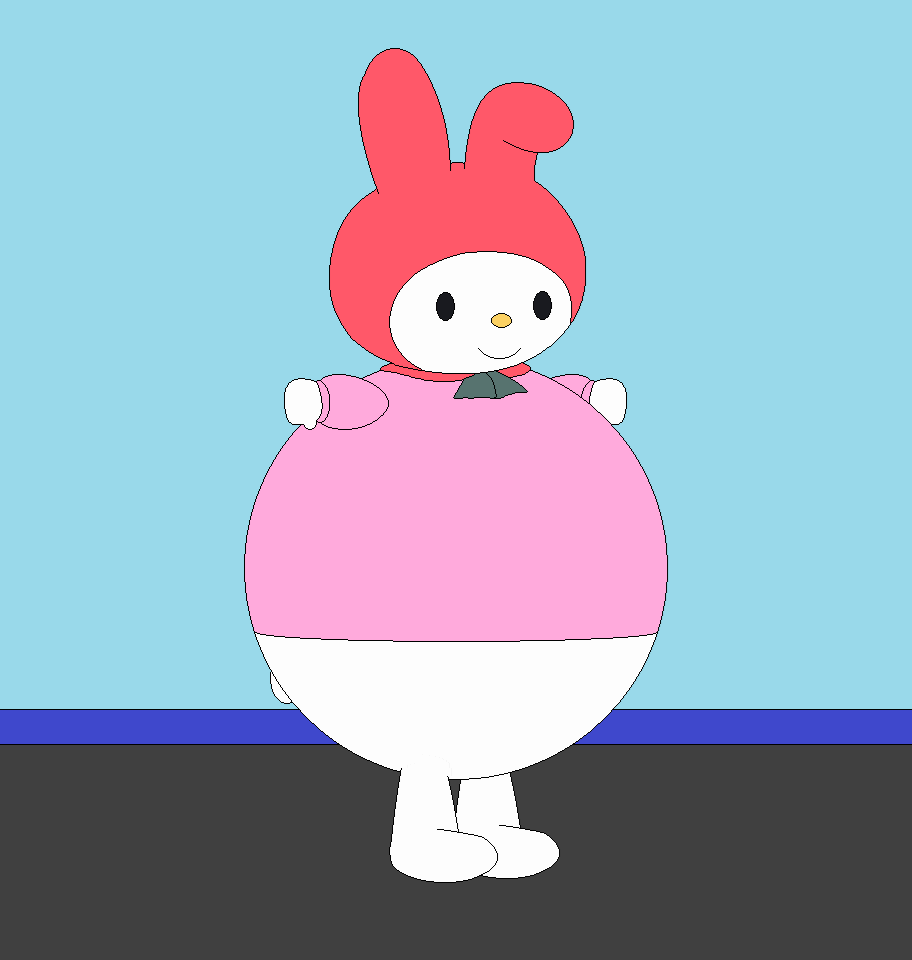 Sanrio Inflation Inflated My Melody on a trampoline by Nuttysquirrel16 on DeviantArt