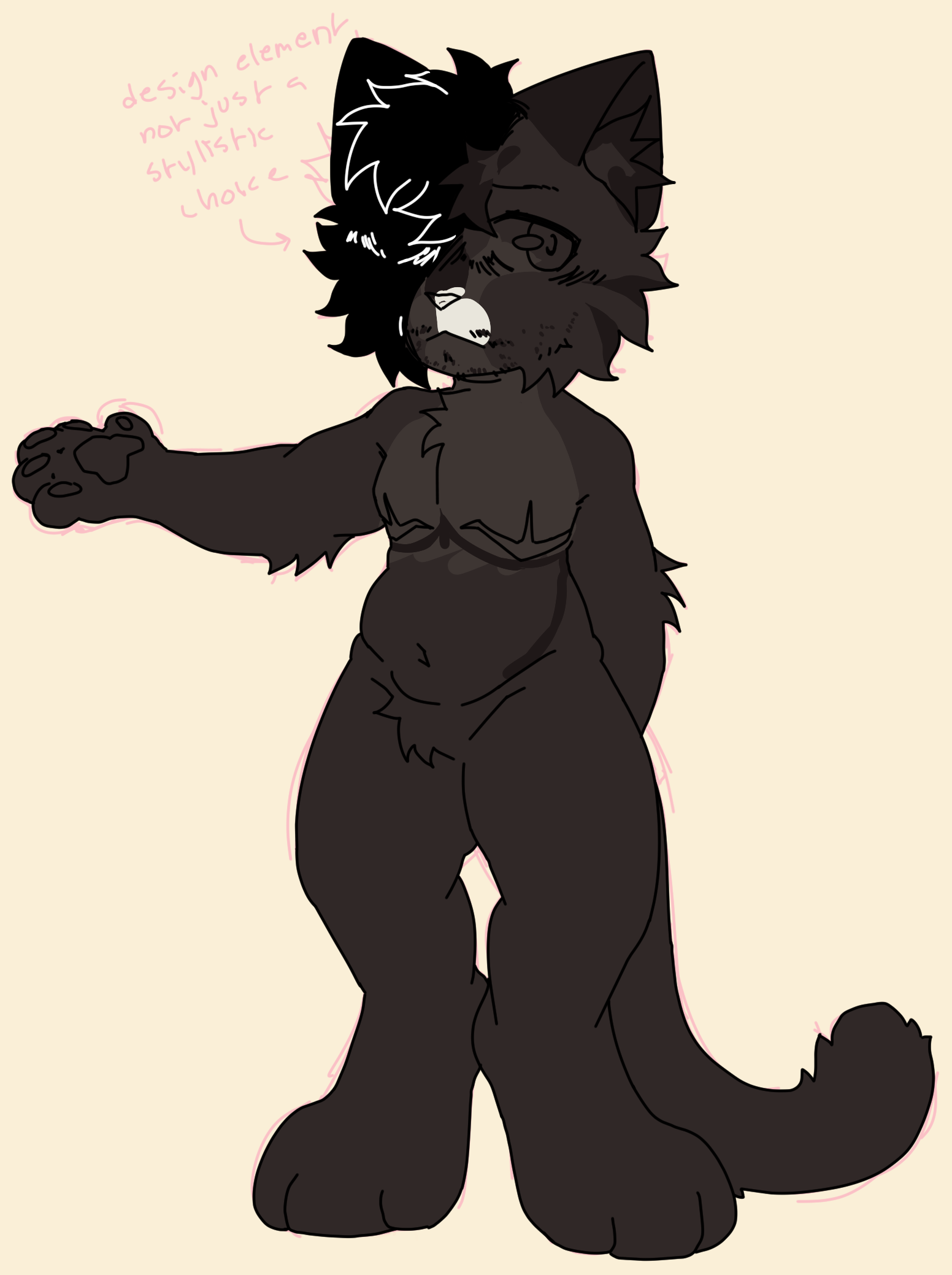 A WIP of my original design for Rook; where he is a dark grey tabby with shading on the right side of his face similar to how I did it on the recent icon. Instead of it being a stylistic choice, however, it was planned to be a strict design element.