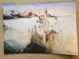 Watercolour Neuschwanstein castle - Belgium