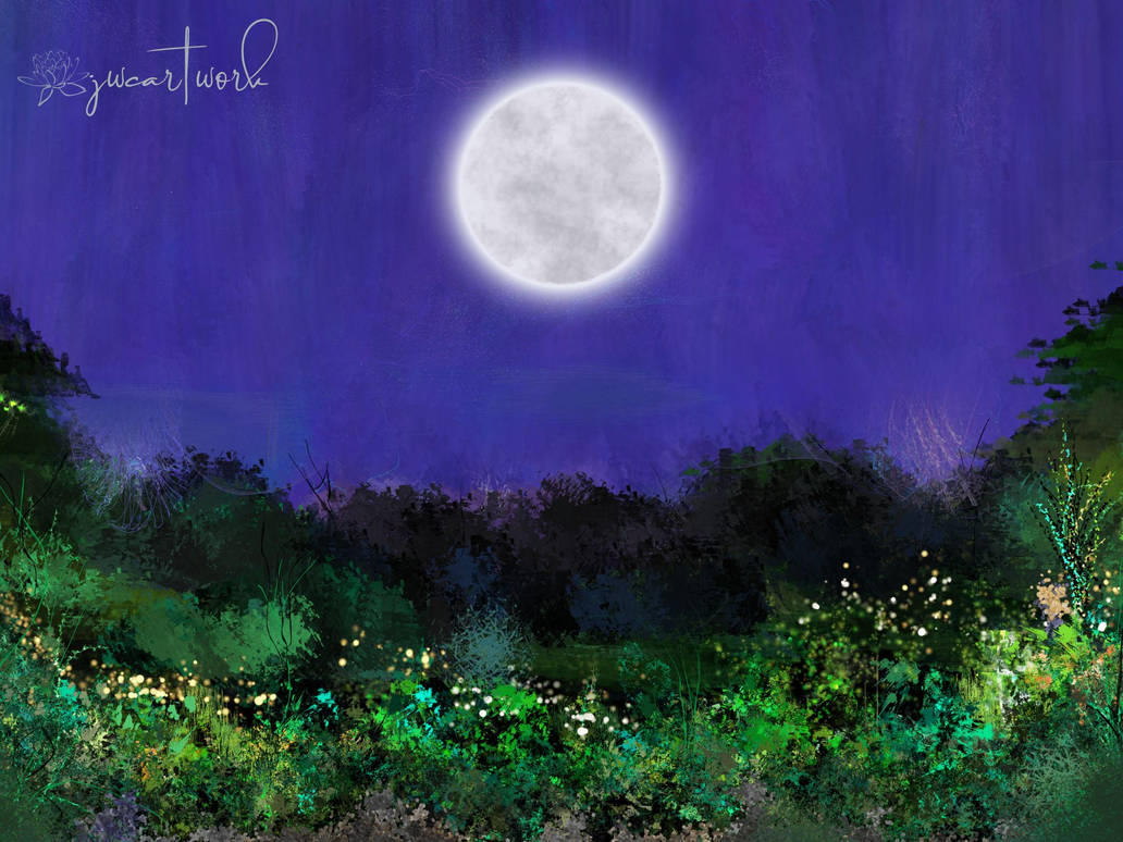Full Moon Fireflies By JWCArtwork On DeviantArt