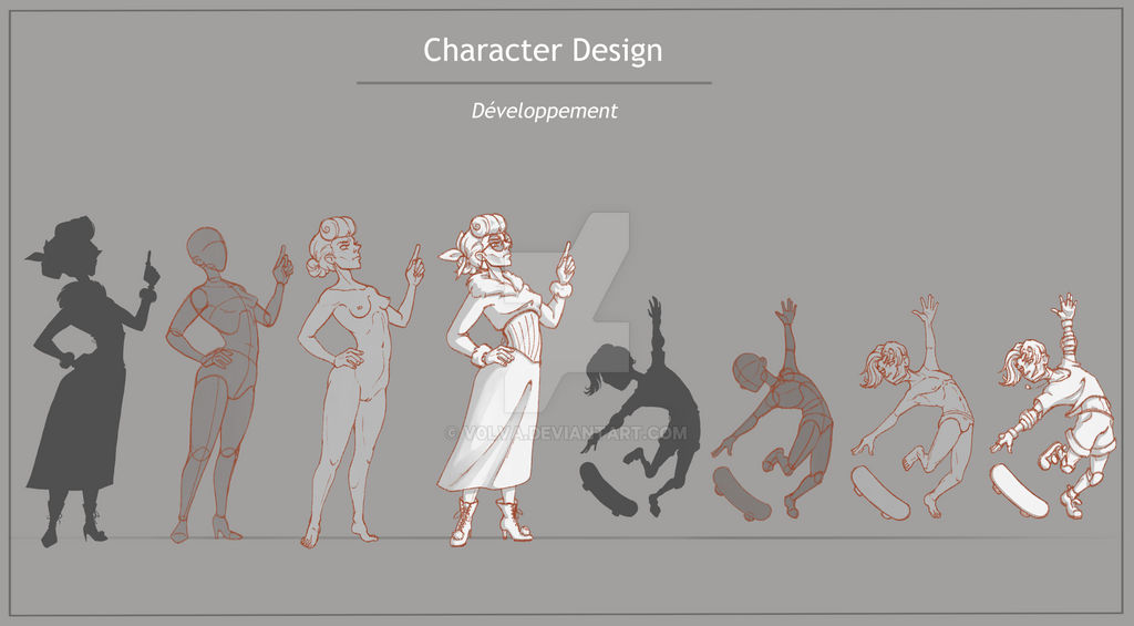 Character design - developpement by V0lva on DeviantArt