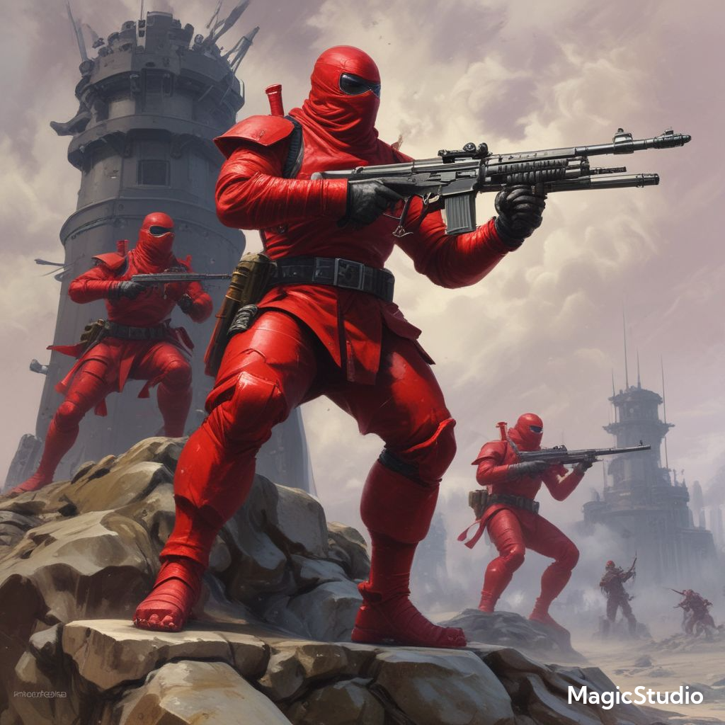 Red units of ninja infantry