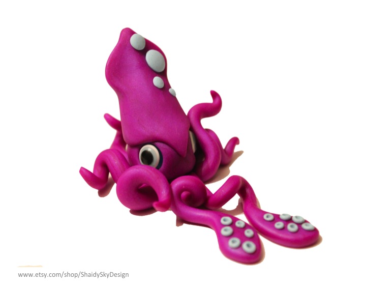 Polymer Clay Squid Pink