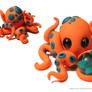 Polymer Clay Octopus with Orb Orange