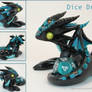 Polymer Clay Dice Dragon Black and Teal