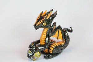 Polymer Clay Dragon Black and Gold