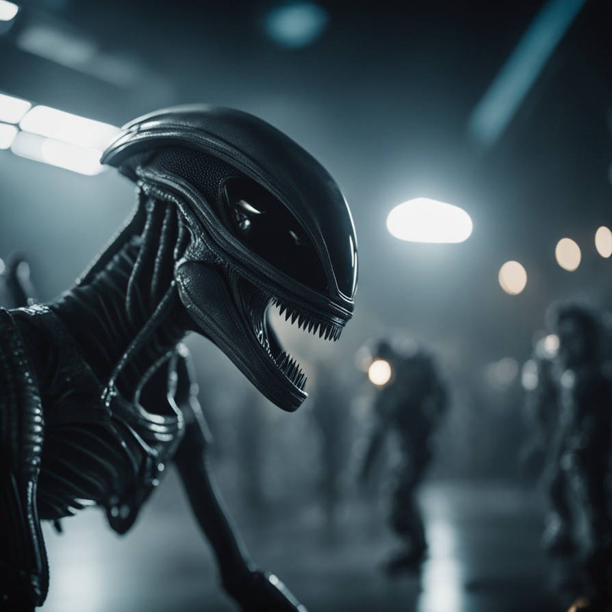 Vaisseau spatial dans l'espace avec des aliens gri