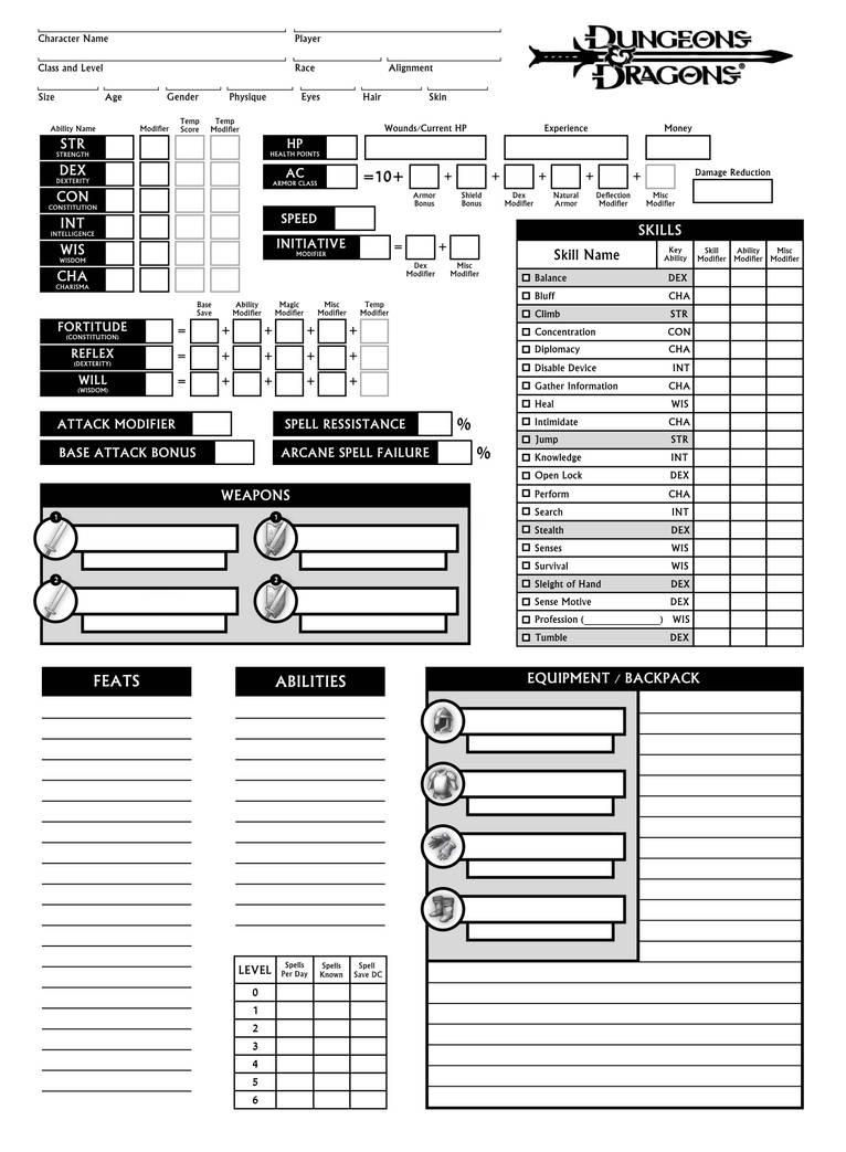 Homebrew DnD Character Sheet by Seigar-X on DeviantArt