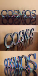 Cosmos- Galaxy pattern on wooden letters