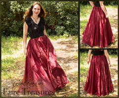 Raspberry Red Pintuck Taffeta Renaissance Skirt