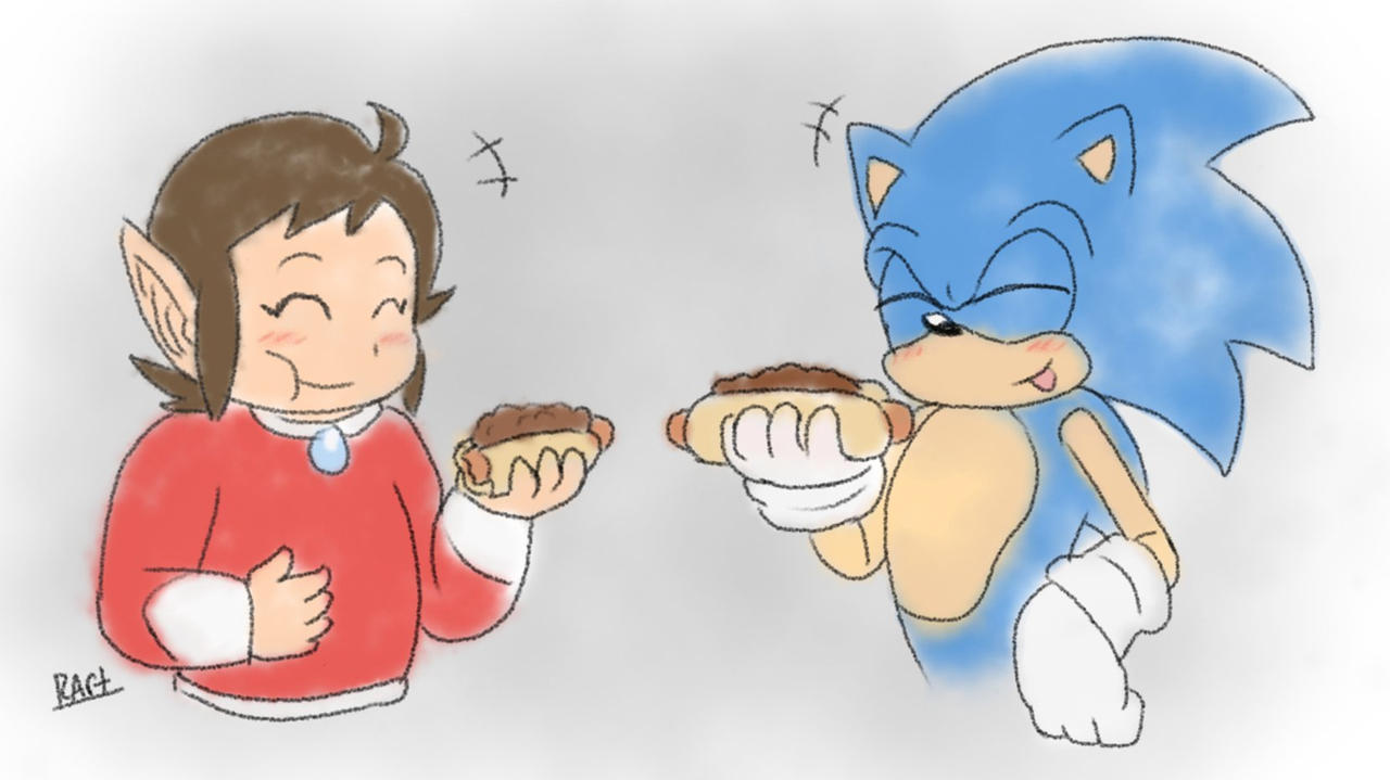 Sonic and Alex having some chili dogs
