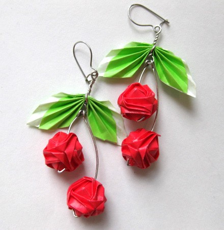 Origami Cherry Earrings By Pandacub143 On Deviantart