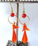 Houou Earrings Origami Phoenix by pandacub143