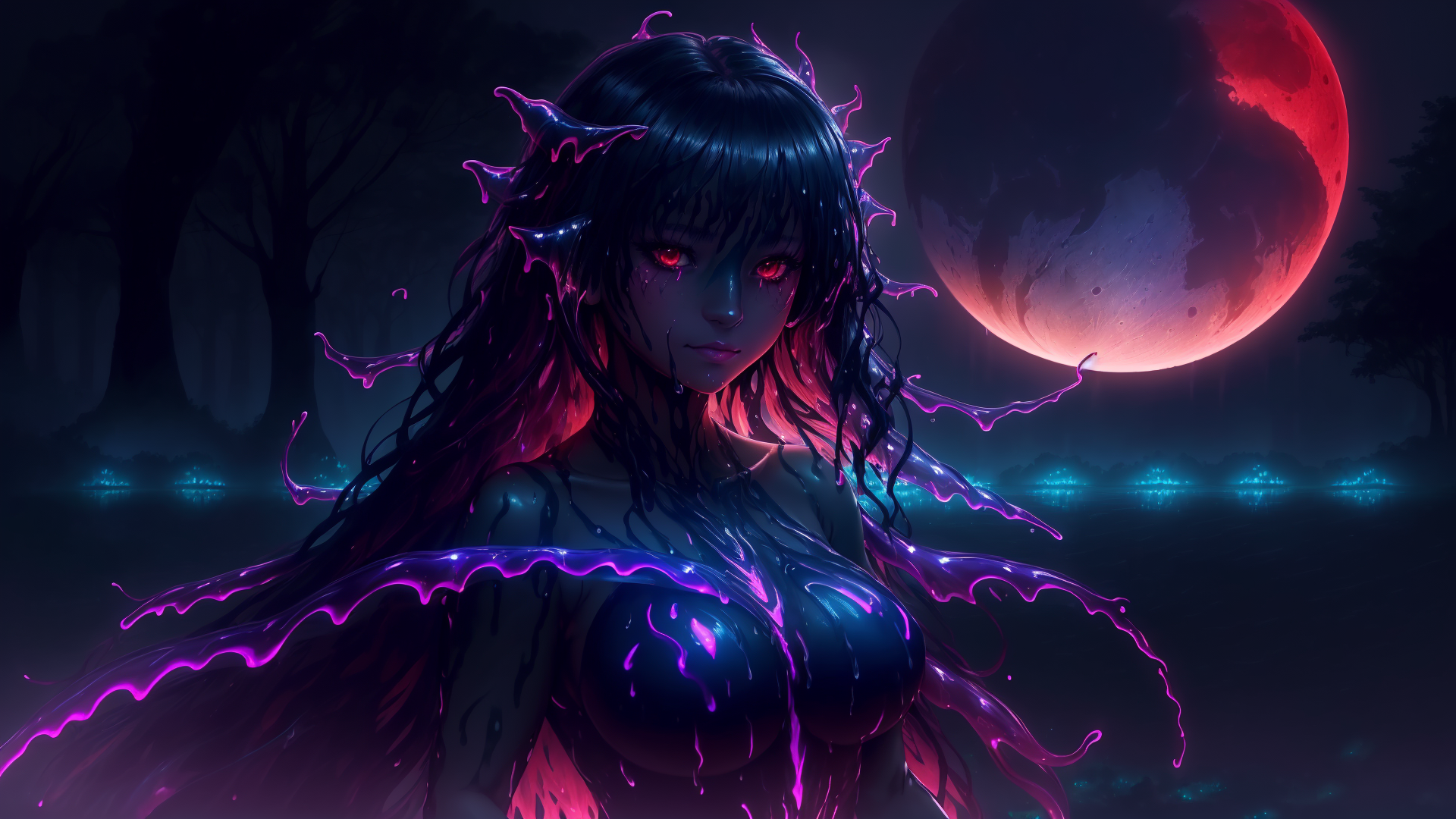 AI Dark anime girl with glowing eyes 2 by LuciaNya96 on DeviantArt