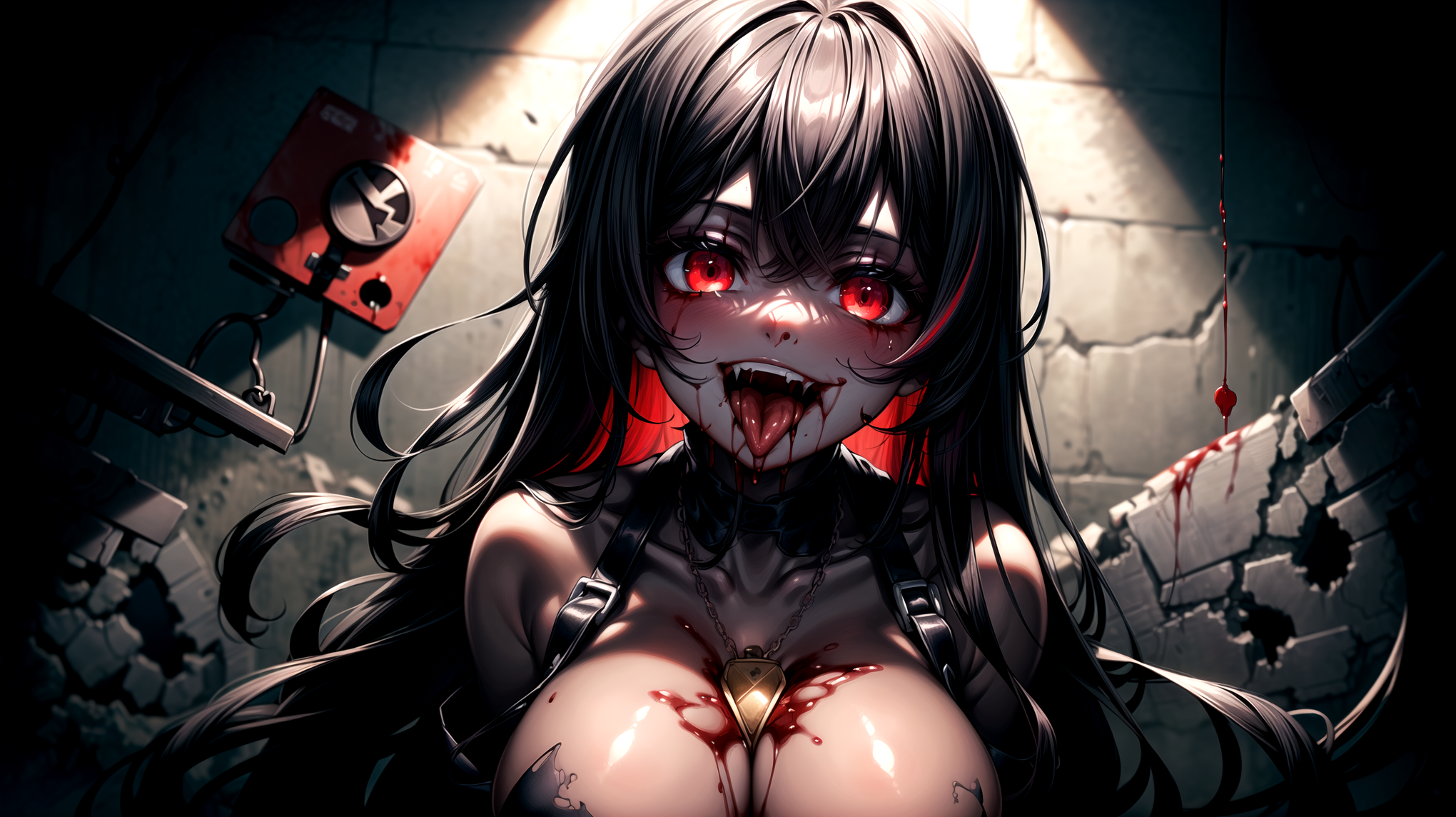 12 Halloween Vampire Demon Anime Girl Wallpapers (Instant Download) 