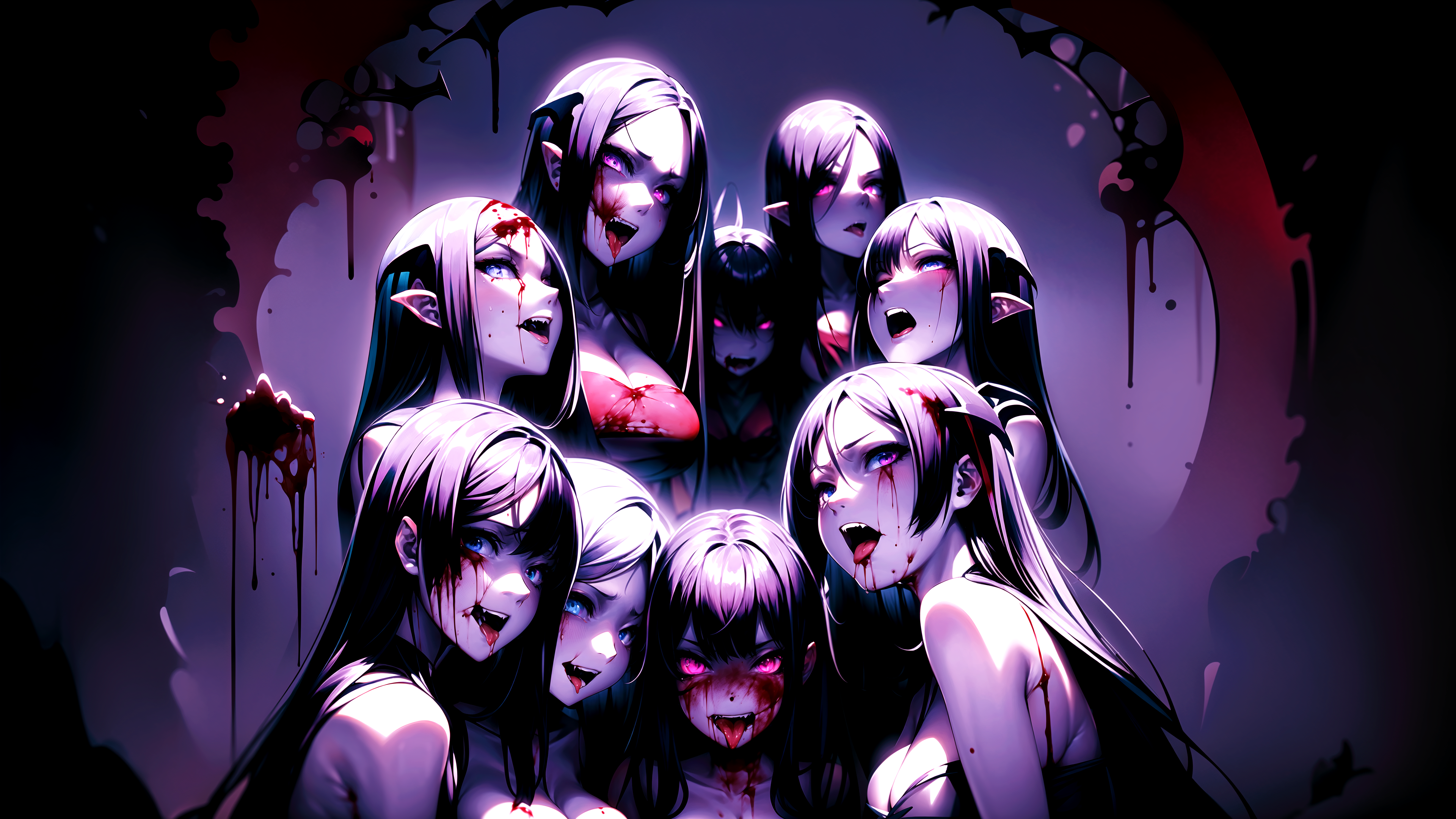 vampires, anime girls, blood  4096x2874 Wallpaper 