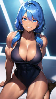 Anime Sexy Admiral Muscle Girl Blue 52