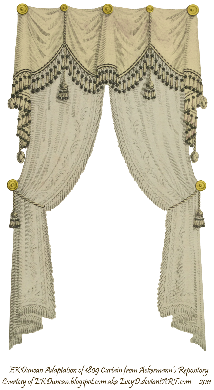 1810 Fringe and Tassel Curtain -  Cream