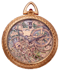 Antique Vintage Pocket Watch with Map Background