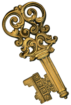 Retro Fancy Gold Plaster Key Wall Plaque