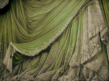 Backdrop Vintage Theater Stage Curtain - Green