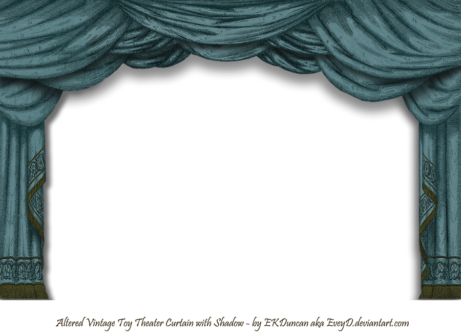 Dark Teal Paper Theater Curtain with Shadow by EveyD