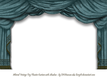 Dark Teal Paper Theater Curtain with Shadow