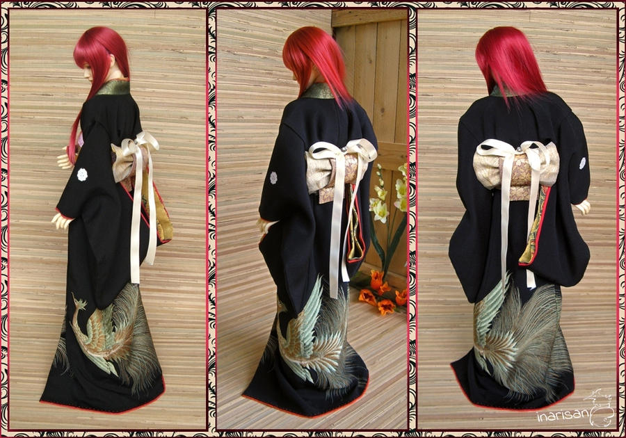 BJD Kimono, Black Formal Furisode