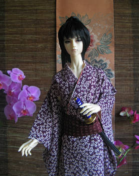 BJD Kimono, Young Samurai, close up