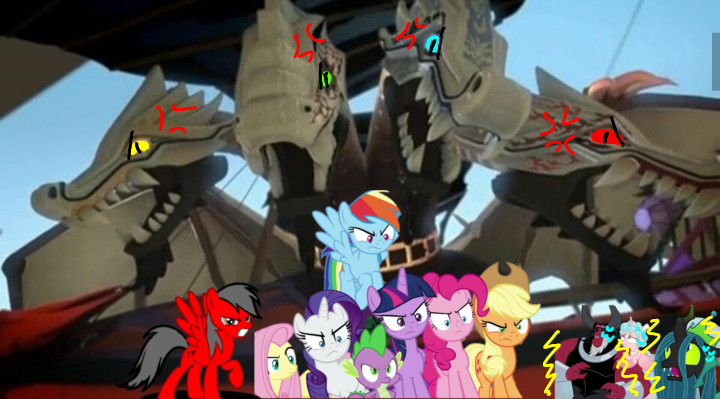 ultra dragon, mane 6 and elroy angry to mean 3