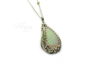 Summer Green ~ Australian Opal, Tsavorite Necklace by FILIGRY