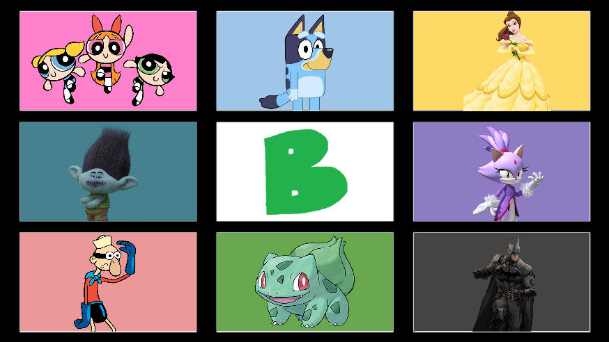 My Favorite Letter B Characters Meme by MrMickeytronic on DeviantArt