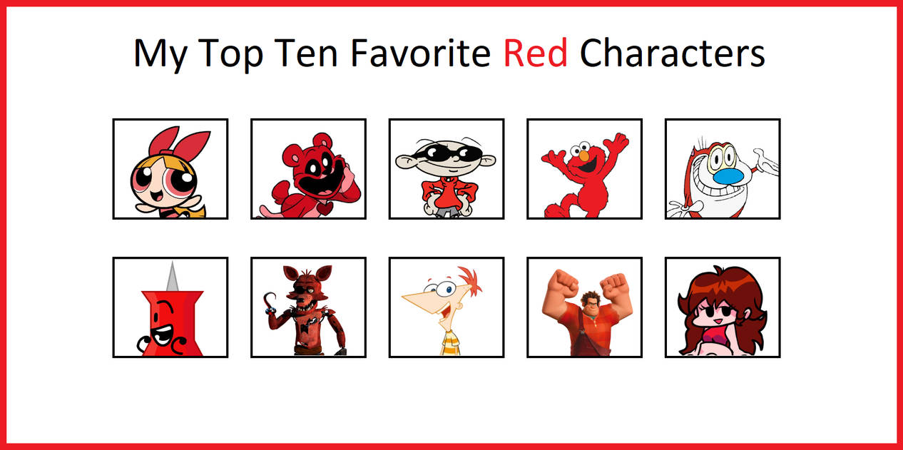 My Top 10 Favorite Red Characters (2) by MrMickeytronic on DeviantArt