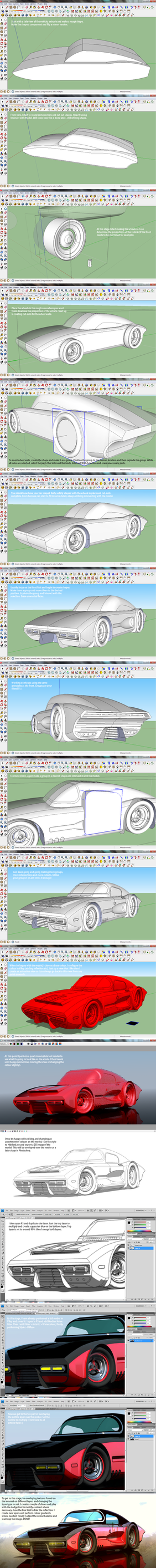 Bomber coupe SKETCHUP WORKFLOW - start to finish