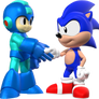 Mega Man greets Sonic