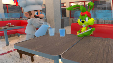 Mario gives Jazz water
