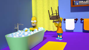 Bart interrupts Homer's bath