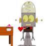 Robot Jones in Love with a Cupcake