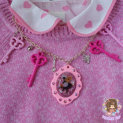 Pink Wonderland Key Cameo Necklace