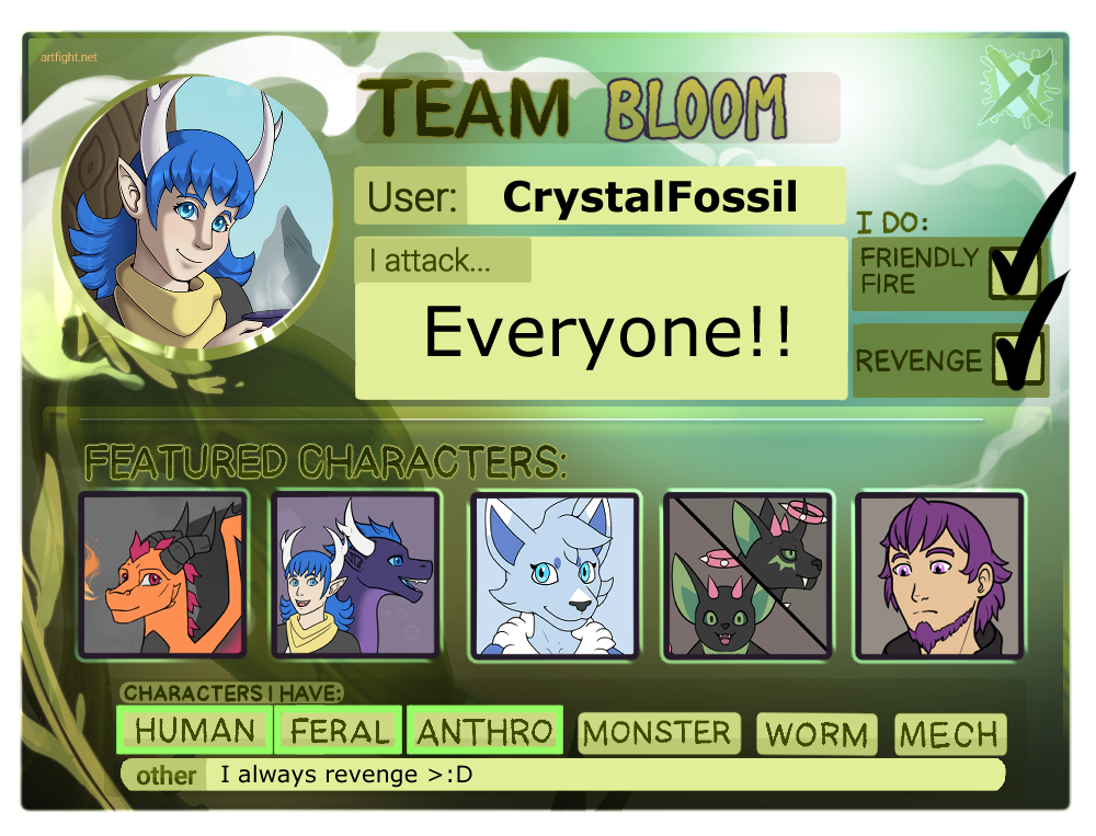Artfight 2022 Team Bloom! by CrystalFossil on DeviantArt