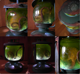 Steampunk Octopus Lantern - Lit Up