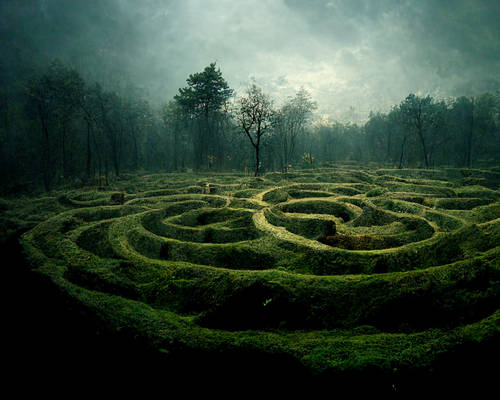 A clearing in a wood where a labyrinth has...