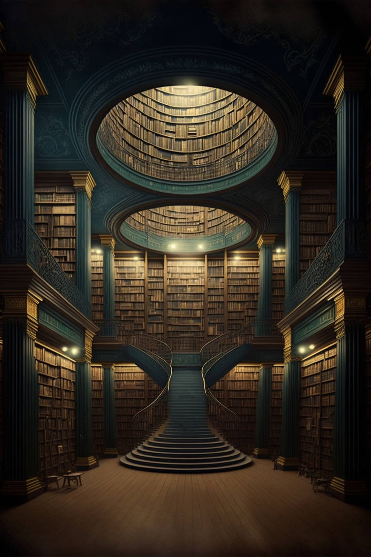 The immense reading room of the Library of Babel by zh84 on DeviantArt