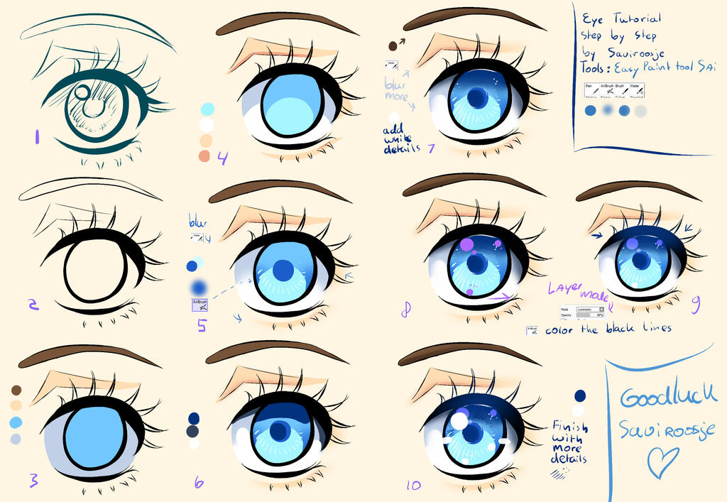 Step by Step - Manga eye Tutorial + video tutorial by Saviroosje on ...