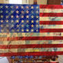 48 Star flag painted over War Bond posters