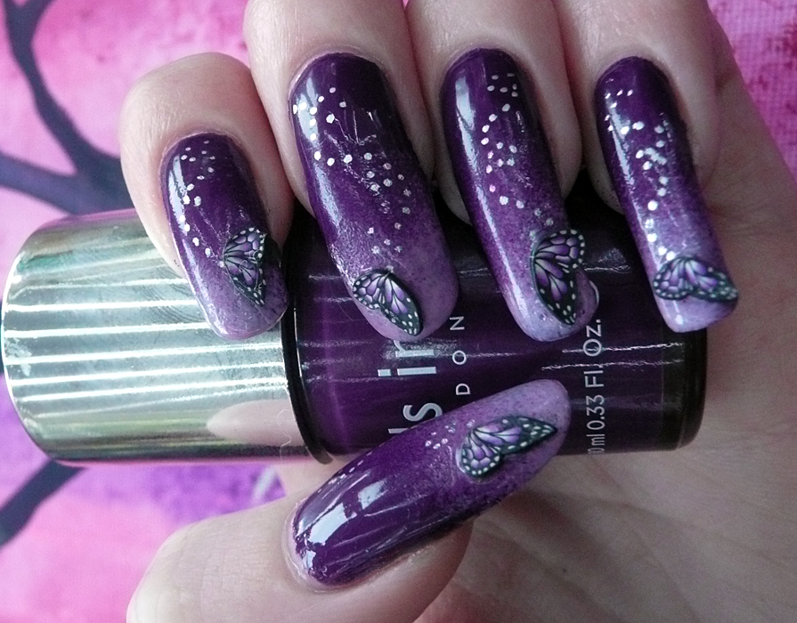 Purple Butterfly Nails