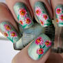 Spring Flowers Hand Painted Nail Art
